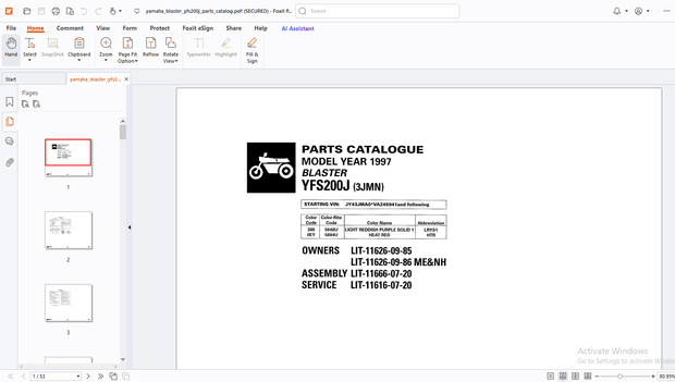 Yamaha 1997 BLASTER YFS200J (3JMN) PARTS MANUAL - PDF DOWNLOAD