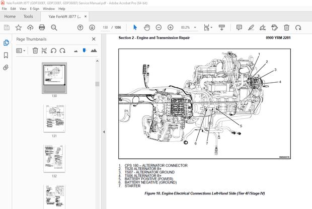 Yale Forklift J877 (GDP300EF, GDP330EF, GDP360EF) Service Manual PDF