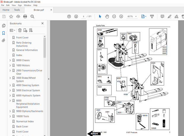 BT Forklift PMX/QMX Electric Low Lift Pallet Truck Master Quality Parts MANUAL – PDF DOWNLOAD