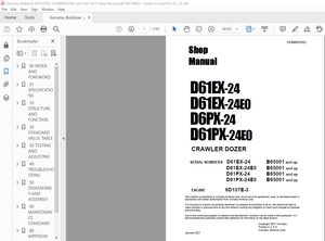 Komatsu D61EX-24 D61EX-24E0 D6PX-24 D61PX-24E0 Crawler Dozer Shop Manual KEBM685502 – PDF DOWNLOAD