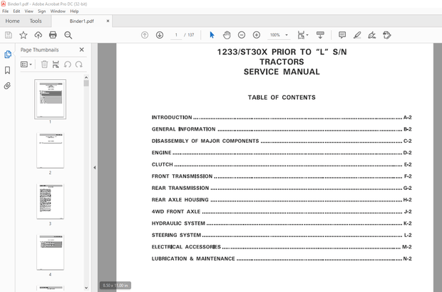 AGCO NA 1233 ST30X Prior to L SN Tractor Service Manual – PDF DOWNLOAD