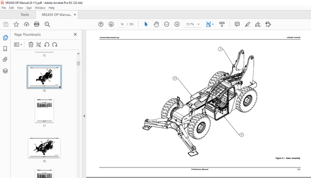 Xtreme XR2450 Forward Reach Forklift Parts Breakdown Manual PDF