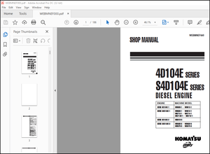 Komatsu 4D104E SERIES S4D104E SERIES Diesel Engine Shop Manual WEBMNEF000 – PDF DOWNLOAD
