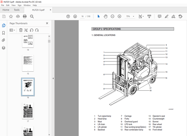 Hyundai Forklift HLF20-5 Service Manual 2023  - PDF DOWNLOAD
