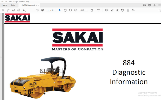 Sakai Asphalt Roller 884 Diagnostic Information Manual - PDF