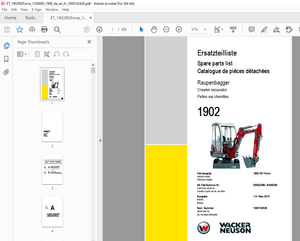 Wacker Neuson 1902 Crawler Excavator Parts Manual 1000142426 - PDF DOWNLOAD