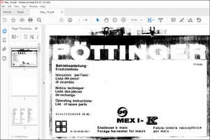 Pottinger Agricultural Forage Harvester Mex-1K Operating instructions List spare parts Manual – PDF 