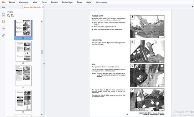 Bobcat X320 Excavator Operation &amp; Maintenance Manual (SN 562313001 &amp; Above) – PDF DOWNLOAD