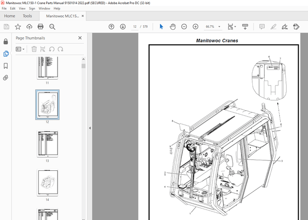 Manitowoc Crane MLC150-1 Parts Manual SN 91501014 – PDF DOWNLOAD