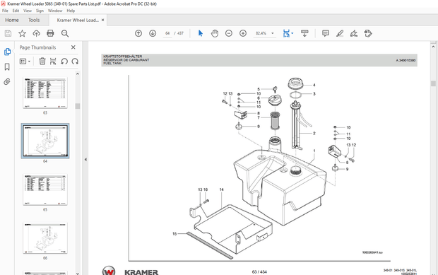 KRAMER Wheel loader 650 5065 5065L Spare Parts List Manual SN349010001 – PDF DOWNLOAD