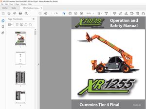 XTREME Telehandler XR1255 Cummins Tier 4 Final Operation &amp; Safety Manual PDF