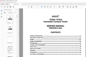 AGCO ST28A ST33A Hydrostatic Compact Tractor Service Manual 79024228A – PDF DOWNLOAD