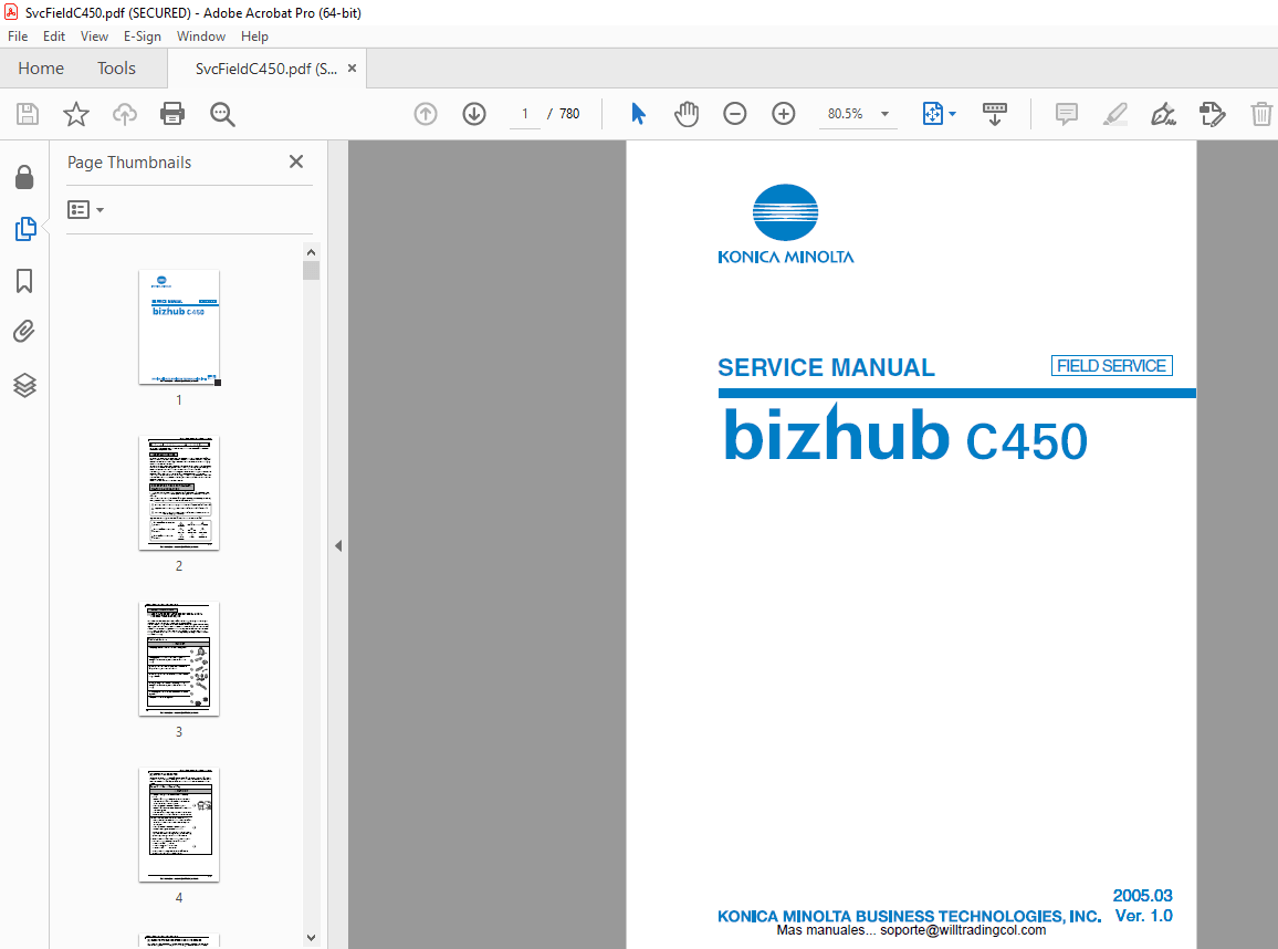 KONICA MINOLTA BIZHUB C250 SERVICE MANUAL PDF visual data 4