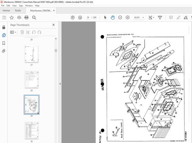 Manitowoc Traditional Crane 2900WC Parts Manual SN 29587 – PDF DOWNLOAD