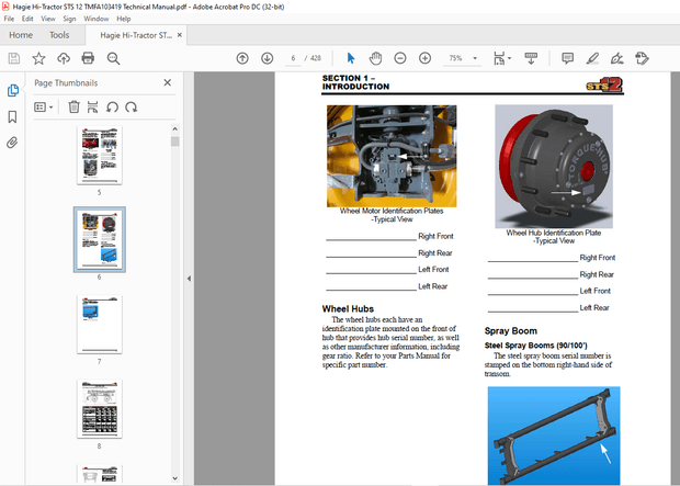 Hagie Hi-Tractor STS 12 Technical Manual 493683 – PDF DOWNLOAD