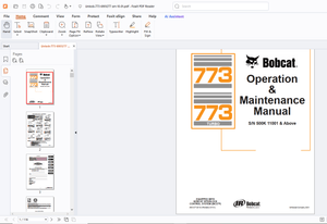 Bobcat 773 Turbo Operation &amp; Maintenance Manual - PDF DOWNLOAD