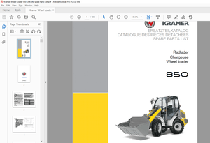 KRAMER Wheel loader 850 Spare Parts List Manual SN346060001 – PDF DOWNLOAD