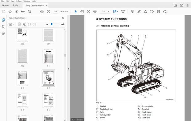 Sany SY195C-9 SY205C-9 SY215C-9 SY225C-9 SY235C-9 SY265C-9 Operation and Maintenance Manual