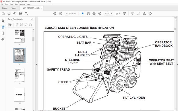 Bobcat 463 Loader Operation &amp; Maintenance Manual 6901175 - PDF DOWNLOAD
