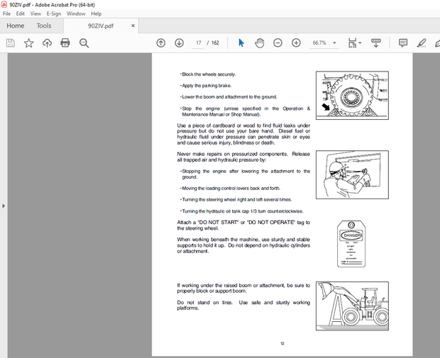Kawasaki 90ZIV Wheel Loader Operator Manual - PDF DOWNLOAD