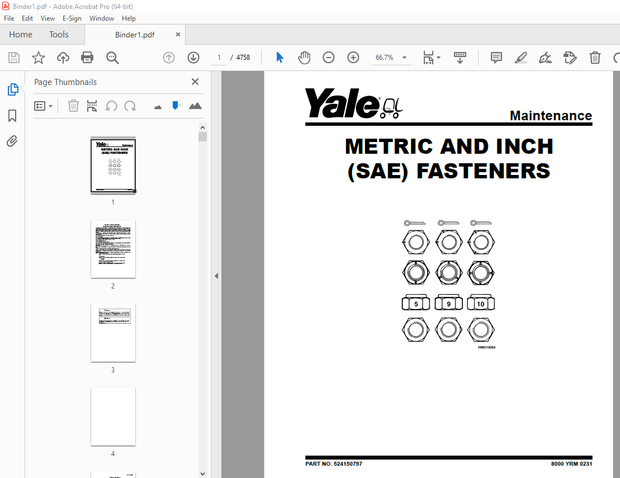 Yale Forklift A938 (ERC80VH, ERC100VH, ERC100VHS, ERC120VH) Service Manual - PDF