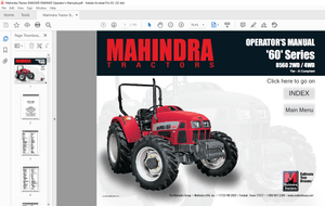 Mahindra Tractor ’60’ Series 8560 2WD 4WD Tier – III Compliant Operator’s Manual – PDF DOWNLOAD