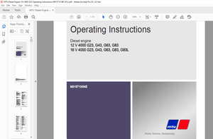 MTU Diesel Engine 12 V 4000 G23 G63 G83 16 V 4000 G23 G43  G83 G83LOperating Instructions Manual PDF
