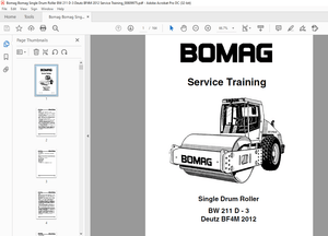 Bomag Single Drum Roller BW 211 D-3 Deutz BF4M 2012 Service Training Manual 00809975 – PDF DOWNLOAD
