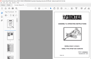 Frontier Wheel Off Set Disk Harrow DH4411 DH4414 Assembly &amp; Operating Instruction Manual PDF