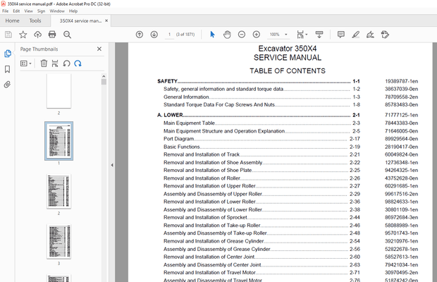 Link-Belt 350X4 Excavator REPAIR WORKSHHOP MANUAL WLSM3507-03LX - PDF DOWNLOAD