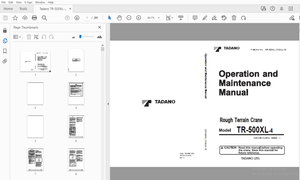 Tadano TR-500XL-4 Rough Terrain Crane Operation &amp; Maintenance Manual – PDF