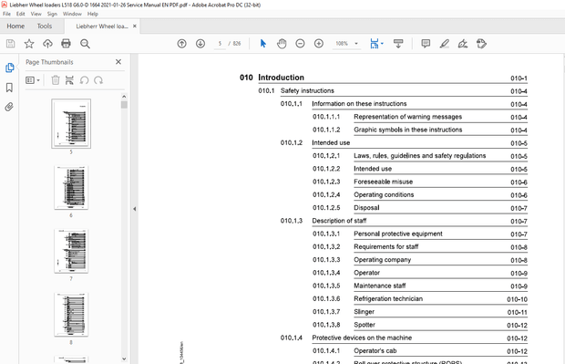 Liebherr Wheel loaders L 518-1664 Service manual – PDF DOWNLOAD