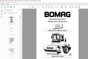 Bomag BW 211 D-4 BW 211 PD-4 Single drum roller Operating instructions Manual 00811931 PDF 