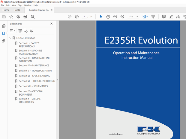 Fiat Kobelco E235SR Evolution Operation &amp; Maintenance Manual  - PDF DOWNLOAD