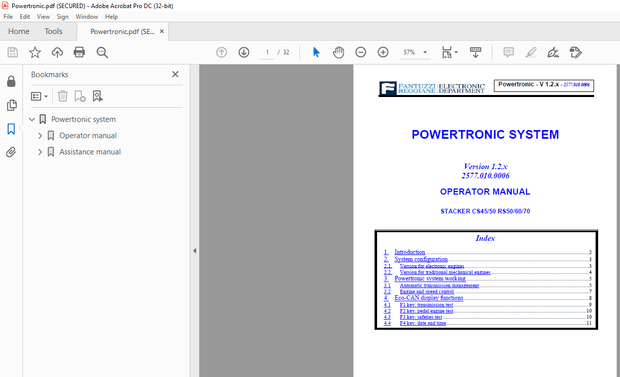 Fantuzzi Reggiane STACKER CS45/50 RS50/60/70 POWERTRONIC SYSTEM OPERATOR MANUAL - PDF DOWNLOAD