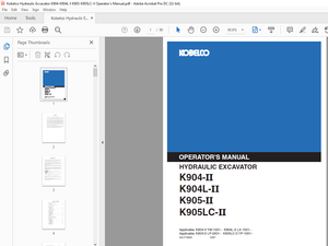 Kobelco K904-K904L II K905-K905LC-II Hydraulic Excavator Operator’s Manual – PDF DOWNLOAD
