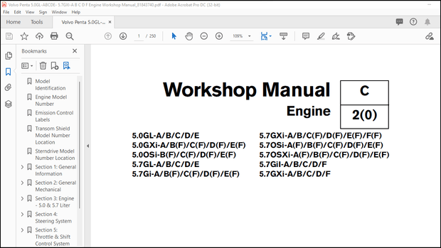Volvo Penta 5.0GL-ABCDE- 5.7GXI-A B C D F Engine Workshop Manual_81843740 – PDF DOWNLOAD