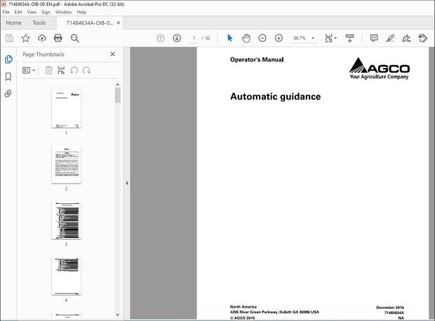Gleaner EU Automatic Guidance Operator’s Manual 71484634A – PDF DOWNLOAD