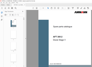 Ammann AFT 300-2 Deutz Stage V Parts Manual 10002170KM3001360 PDF
