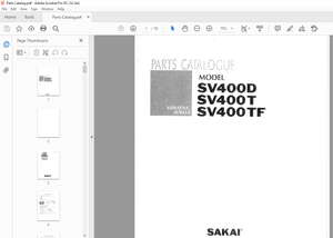 Sakai Soil Roller SV400D SV400T SV400TF Vibrating Roller Parts Manual - PDF