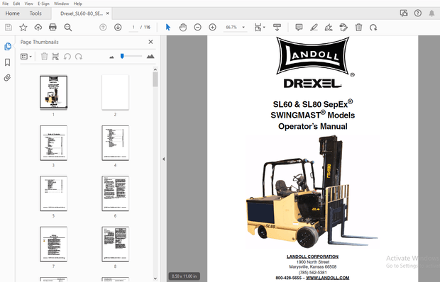Drexel SL60 &amp; SL80 SepEx SWINGMAST Operator’s Manual_F-509-0311 – PDF DOWNLOAD