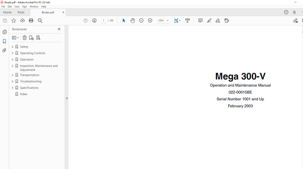 Daewoo Doosan Mega 300-V Operation and Maintenance Manual 022-00015BE - PDF DOWNLOAD
