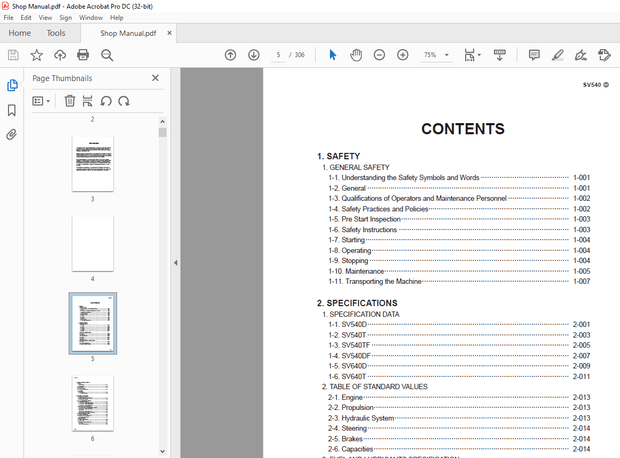 Sakai Soil Roller SV540 SHOP MANUAL – PDF DOWNLOAD