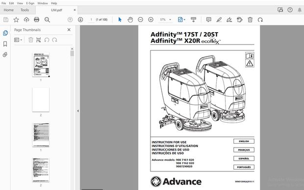 Advance Adfinity 17ST / 20ST Adfinity X20R Ecoflex Instruction For Use Manual - PDF DOWNLOAD