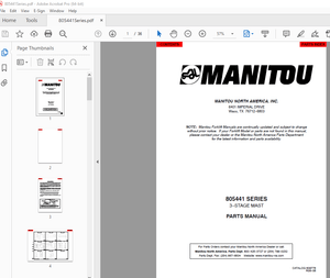 Manitou Forklift 805441 SERIES 3--STAGE MAST Parts Manual - PDF DOWNLOAD