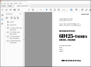 Komatsu 6D125-1 Series Diesel Engine Shop Manual SEBES6150000 – PDF DOWNLOAD