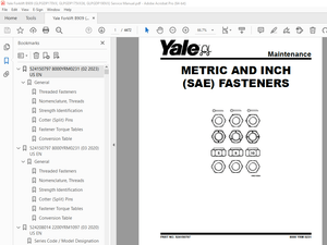 Yale Forklift B909 (GLPGDP170VX, GLPGDP175VX36, GLPGDP190VX) Service Manual PDF