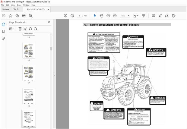 Valtra SA Tractor BM BM85 BM100 BM110 BM125i Operator’s Manual 85134300 – PDF DOWNLOAD