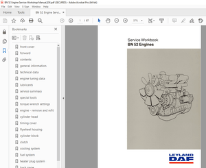 LEYLAND DAF BN 52 Engine Service Workshop Manual - PDF DOWNLOAD 