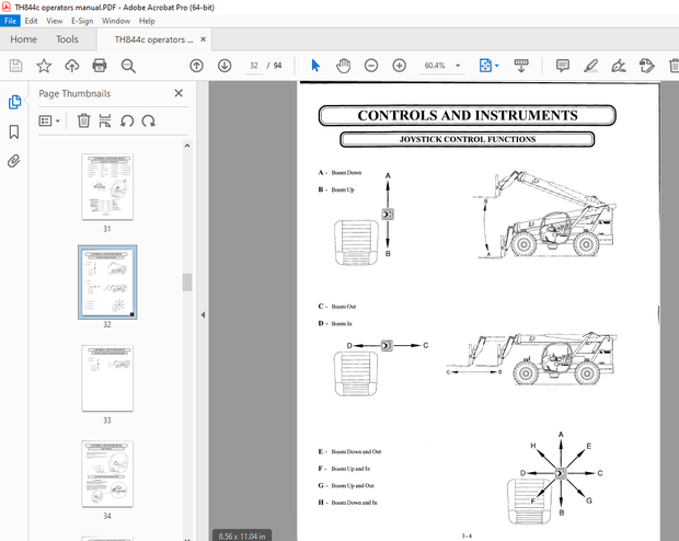 Terex Handlers TH644C TH842C TH844C Operator&#x27;s Manual - PDF DOWNLOAD 